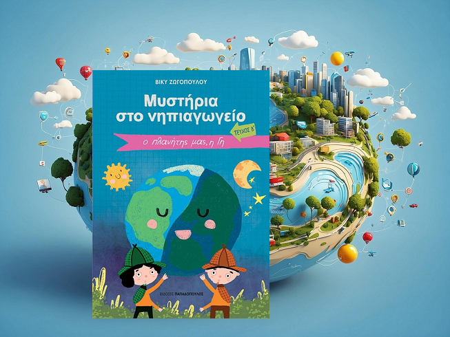 «Μυστήρια στο νηπιαγωγείο: Ο πλανήτης μας, η Γη» της Βίκυς Ζωγοπούλου, στην προθήκη της αυλής μας